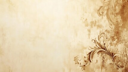 Antique Beige Background With Ornate Floral Design