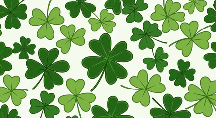 A Vibrant Illustration Of Clovers In Various Shades Of Green On A White Background