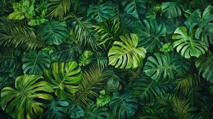 A close-up view of vibrant green leaves cascading down a textured wall, showcasing intricate veins and varying shades of green, with soft sunlight illuminating their natural beauty.