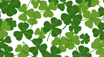 A Vibrant Illustration Of Clovers In Various Shades Of Green On A White Background