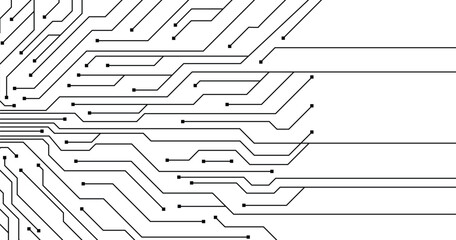 Circuit board seamless pattern isolated on white background. Communication and engineering concept. Vector illustration

