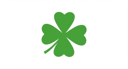 A Vibrant Illustration Of Green Shamrocks On White Background In Minimalistic Style