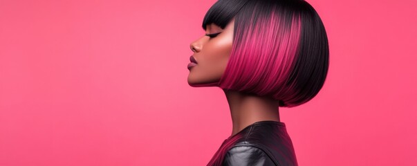 Fototapeta premium Pink Hair, Bold Style: A Stunning Fashion Portrait