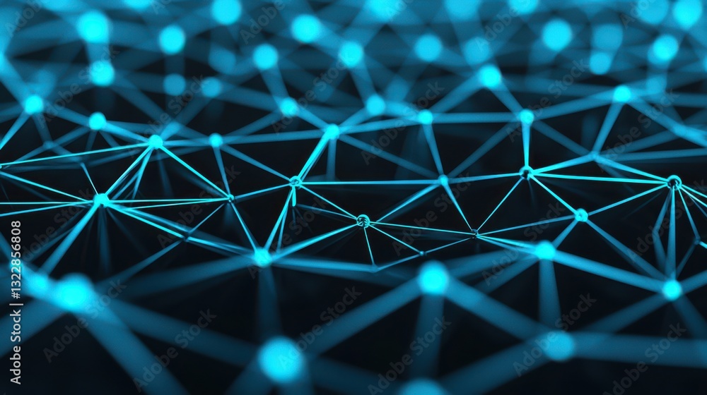 Poster data engineer concept. dynamic geometric network of interconnected digital pathways