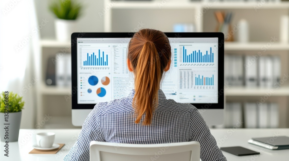 Poster data engineer concept. experienced data analyst reviewing comprehensive financial analytics dashboar
