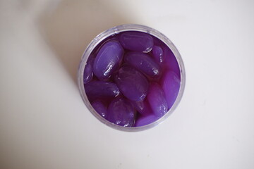 glass of sugar palm fruit candy 