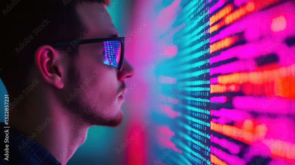 Poster data engineer concept. holographic visualization of a dynamic data pipeline