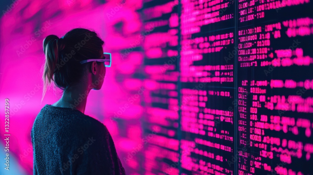 Poster data engineer concept. immersive data in a vibrant technological landscape