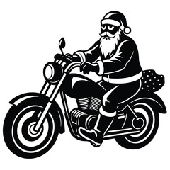 Fototapeta premium Silhouette Santa claus riding chopper motorcycle