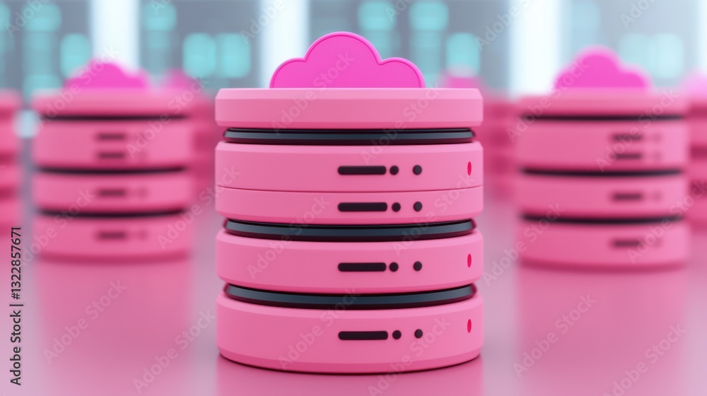 Poster data engineer concept. innovative cloud based data management system in vibrant pink tones