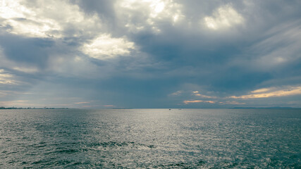 Heavy cloudy sky and sea