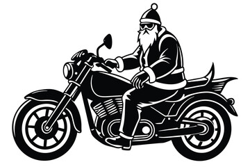 Fototapeta premium silhouette santa claus riding motorcycle