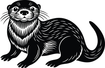 Obraz premium Sea otter silhouette black