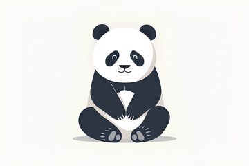 panda sitting calmly on a pure white background