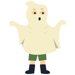 Halloween Children Illustration in Flat Cartoon Design. Vector Character.