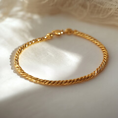 Graceful delicate gold bracelet featuring a twisted rope design for refined artisanal accessory elegance now