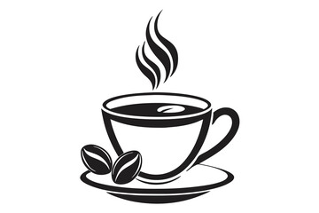 Obraz premium Steaming Coffee Cup Silhouette A Moment of Warmth black vactor