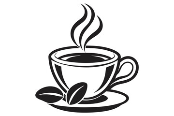 Obraz premium Silhouette of a Steaming Tea Cup, Cafe Logo Design Vector