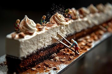 Miniature Workers Harvesting Chocolate and Cream