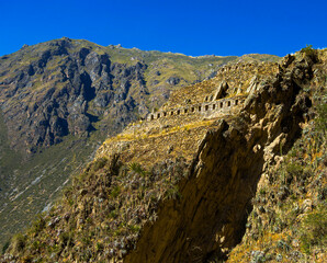 The Andes Mountains Contain Many windowed dwellings on mountains