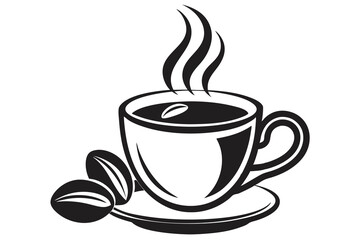 Obraz premium Coffee Cup Silhouette Black and White Coffee Art