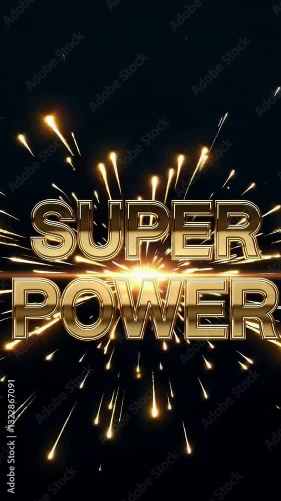 Poster dynamic spark burst animation with rotating shiny text
