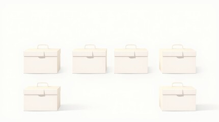 Obraz premium Arrangement of Cream Boxes with Handle in Clean White Background