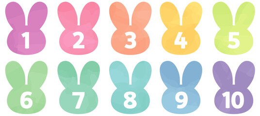 動物アイコンの数字_水彩風_うさぎ