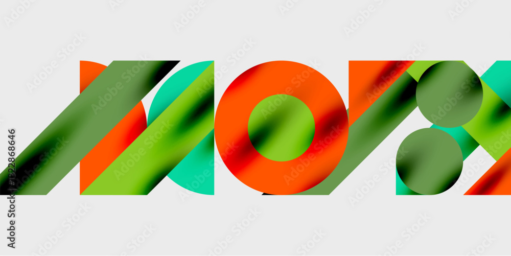 Poster Modern abstract background featuring circles, lines, and triangles in a dynamic geometric composition. Perfect for stylish, tech, or creative-themed designs