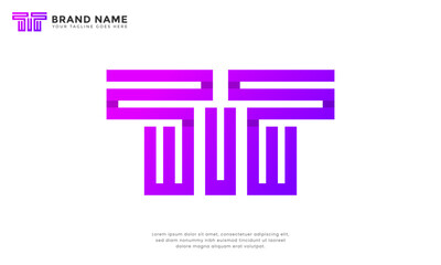 Geometric Triple T Monogram Logo. Modern geometric logo formed by three interconnected T letters. Ideal for technology, consulting, finance, construction, or collaborative businesses.