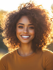 Beautiful Woman with curly hair. 