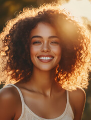 Beautiful Woman with curly hair. 