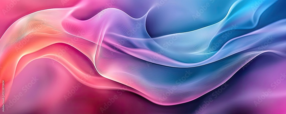 Poster abstract concept art background idea. abstract flowing fabric in vibrant colors of pink and blue, cr
