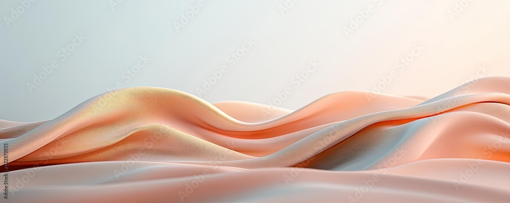 Poster abstract concept art background idea. abstract flowing fabric in soft peach tones creating a serene 