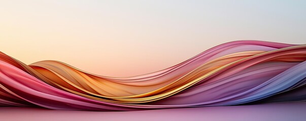 Obraz premium Abstract concept art background idea. Vibrant wavy lines blending colors create a smooth abstract background design.
