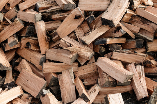 Split firewood for a fireplace
