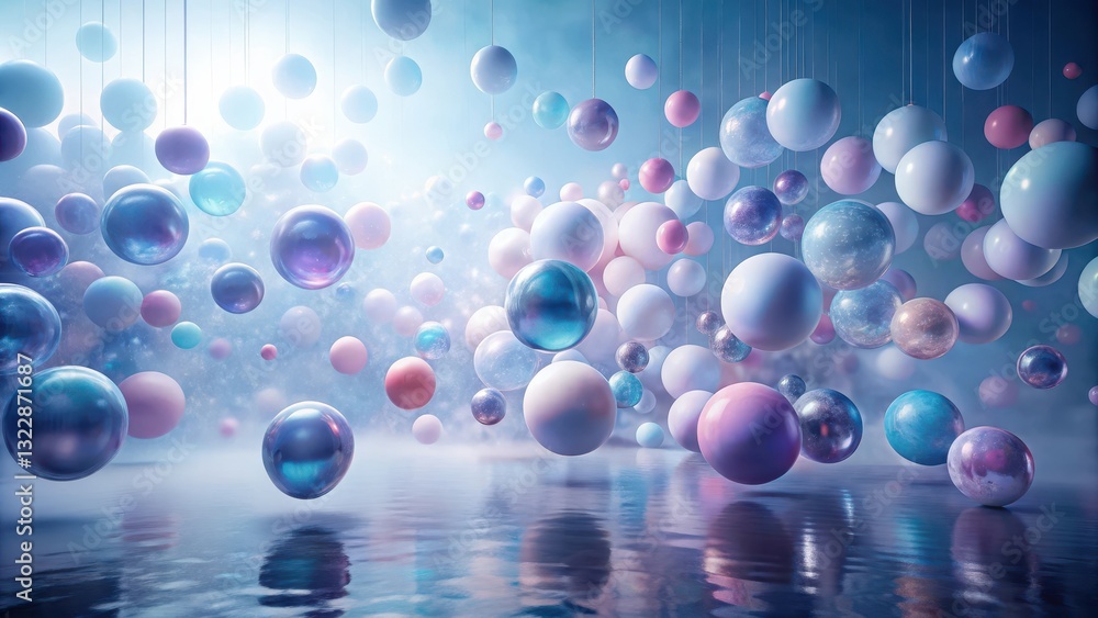 Canvas Prints ethereal spheres floating in a dreamlike setting, reflecting on a calm surface