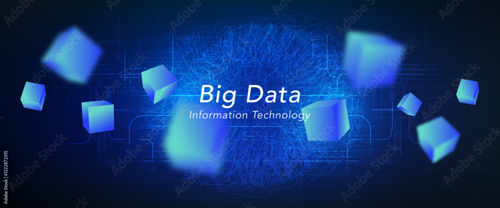 Poster big data visualization. futuristic technology abstract background. abstract futuristic curve digital