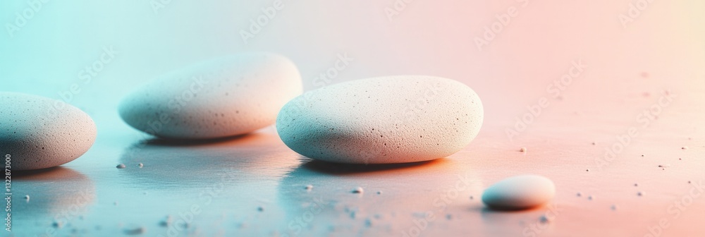 Aufkleber Minimalistic Zen-inspired background with soft pastel gradients and smooth pebble textures creating a serene atmosphere