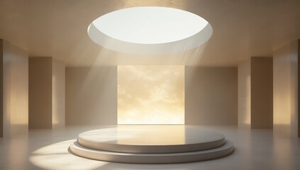 Light-filled Modern Space with Circular Skylight and Soft Reflections