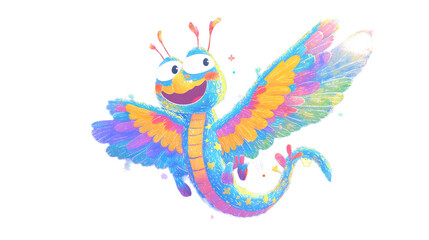 Obraz premium Colorful abstract butterfly on a white background in a fun and decorative vector style