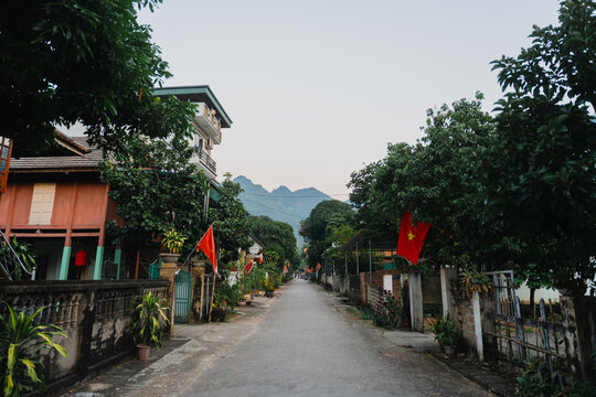 Street of a small town in Vietnam.
