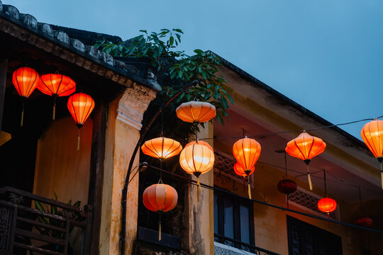 Vietnamese traditional lanterns in the night. - Powered by Adobe