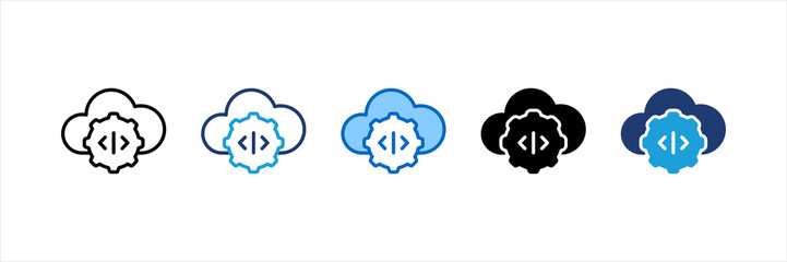 Cloud Coding Multi Style Icon Set