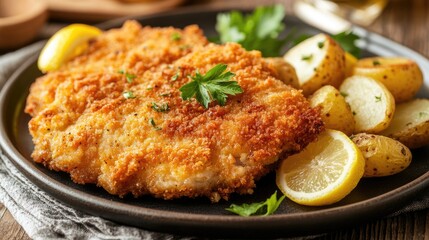 Crispy Wiener Schnitzel with Lemon and Potatoes