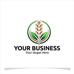 A sleek logo showcasing a single wheat stalk crossed with a green leaf in the center for your business