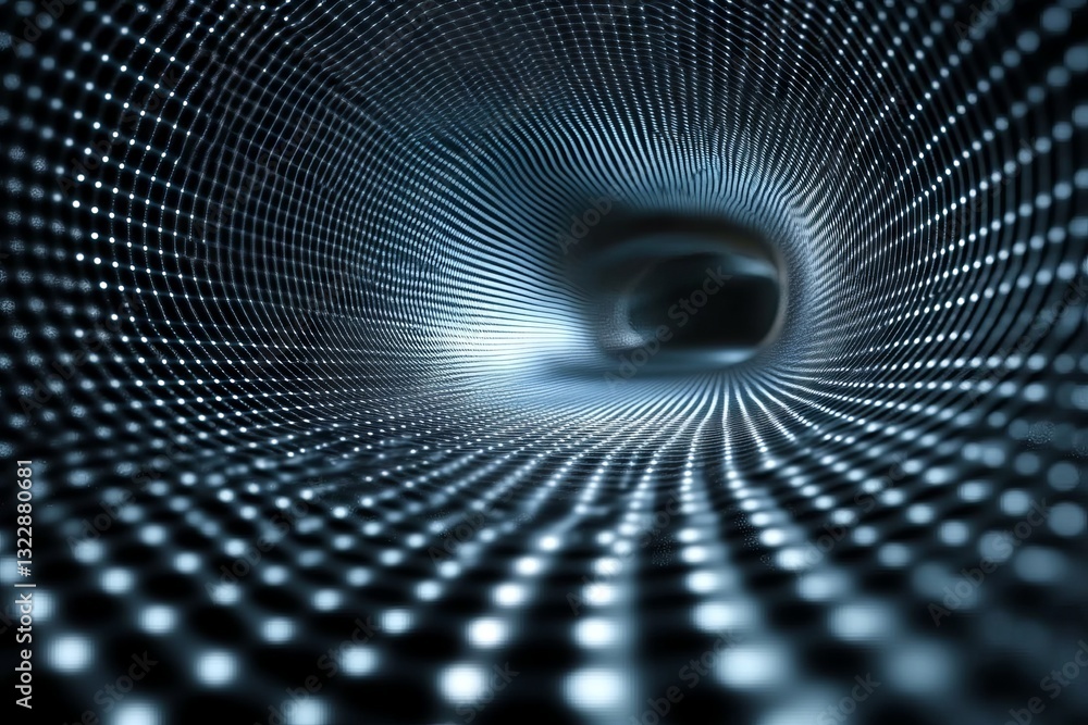 Poster abstract tunnel with dot pattern and light at the end