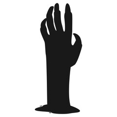 Zombie Hand Silhouette on White Background. Flat Vector Illustration.