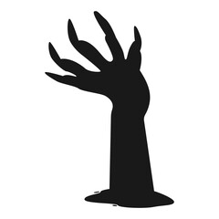 Zombie Hand Silhouette on White Background. Flat Vector Illustration.