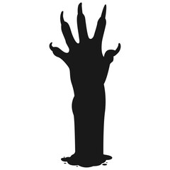Zombie Hand Silhouette on White Background. Flat Vector Illustration.